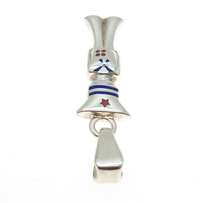925 Sterling Silver Vintage Italy Enamel Seafarer Pendant