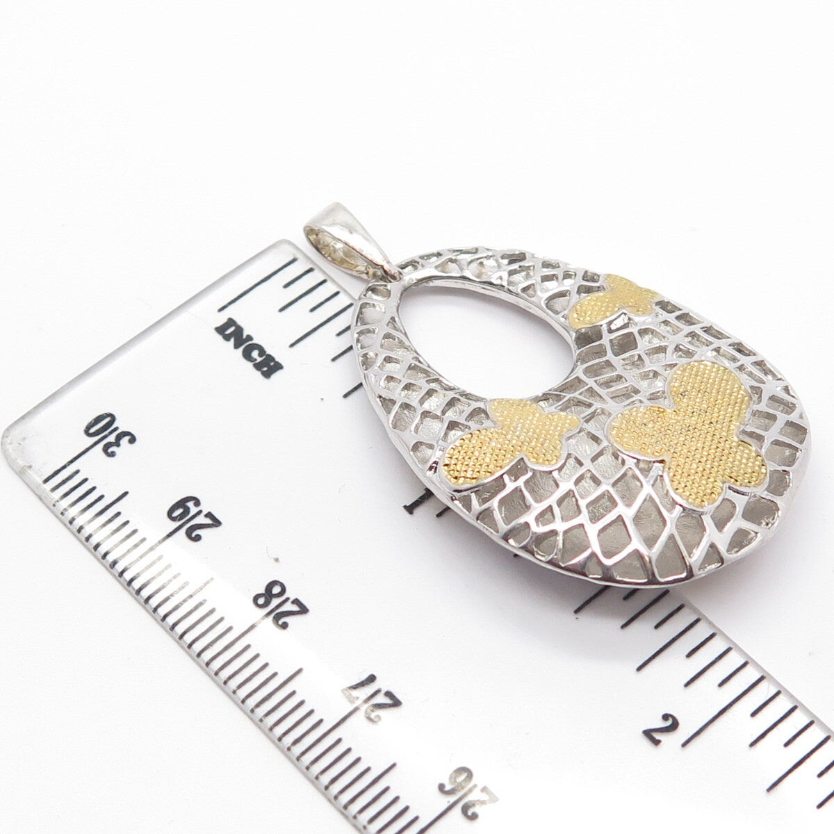 925 Sterling Silver 2-Tone Vintage Lady's Butterfly Bag Pendant