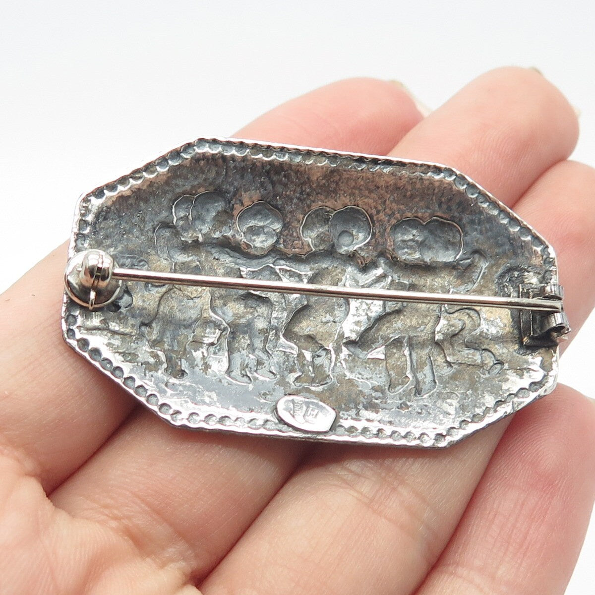 800 Silver Vintage Germany Dancing Children Pin Brooch
