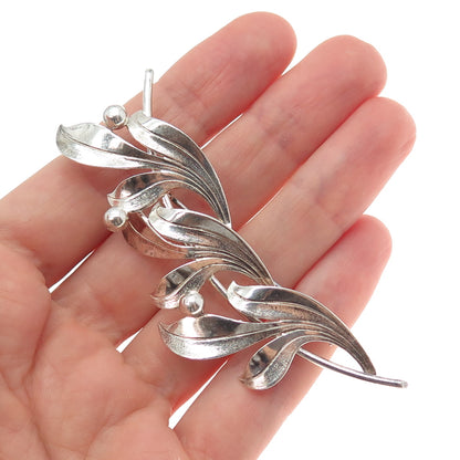 FORSTNER 925 Sterling Silver Antique Art Deco Floral Leaf Pin Brooch