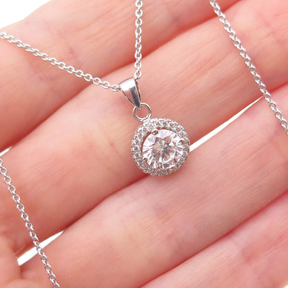 925 Sterling Silver Round-Cut C Z Cable Chain Necklace 18"