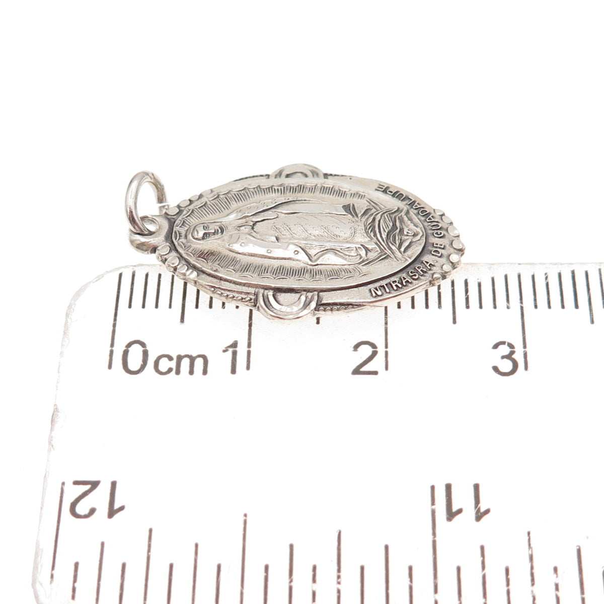Creed Sterling Silver Antique Art Deco St. Mary & Jesus Oxidized Charm Pendant