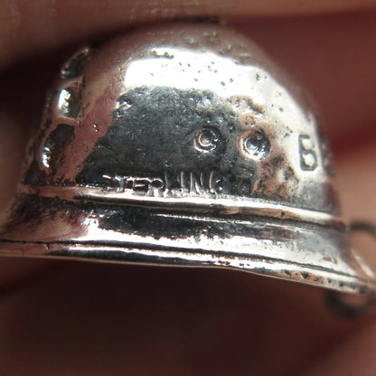925 Sterling Silver Vintage Policeman Cap 3D Pendant