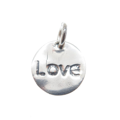 925 Sterling Silver Vintage Heart Love Round Tag Oxidized Mini Charm Pendant