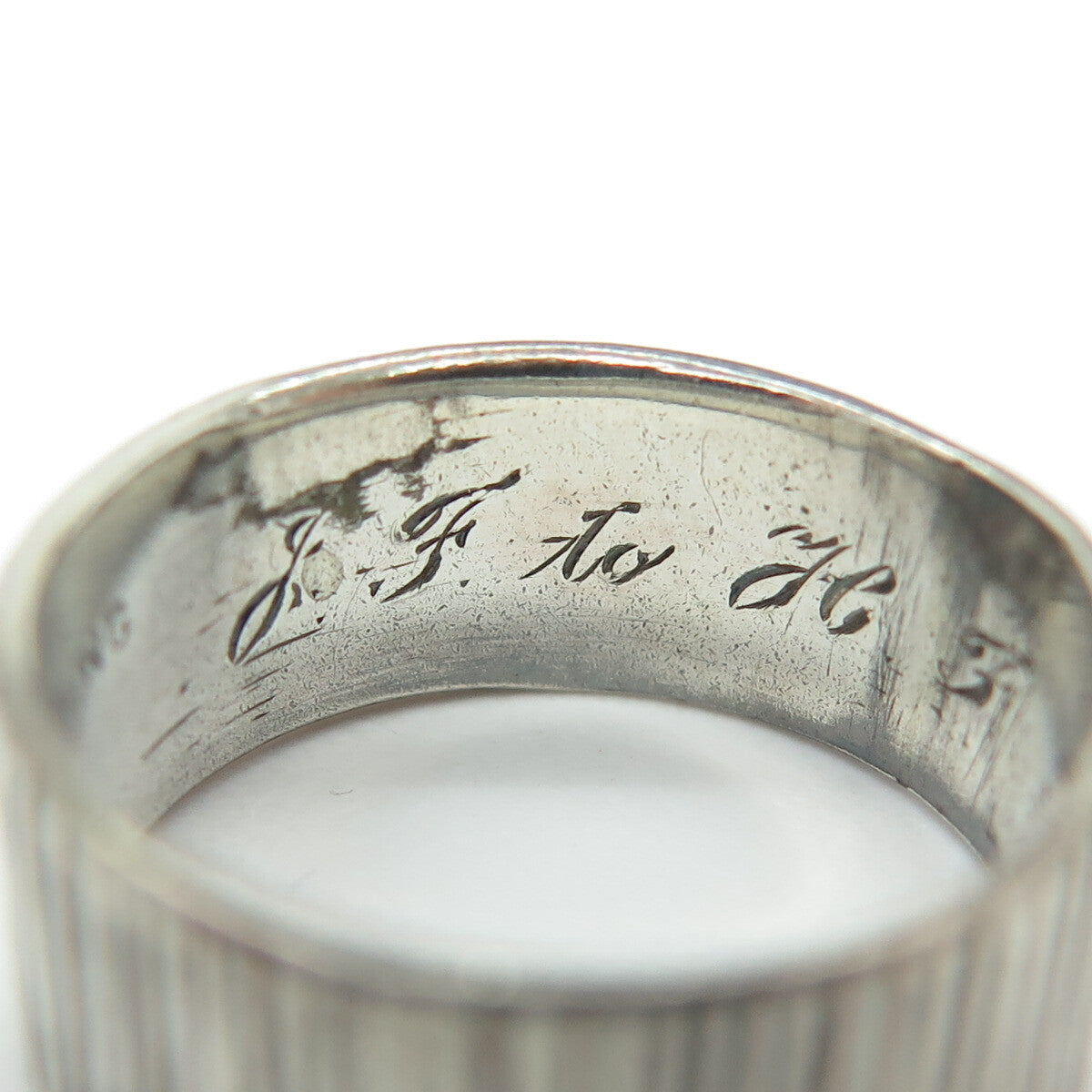 925 Sterling Silver Antique Art Deco Tree Bark Pattern Oxidized Ring Size 5.75