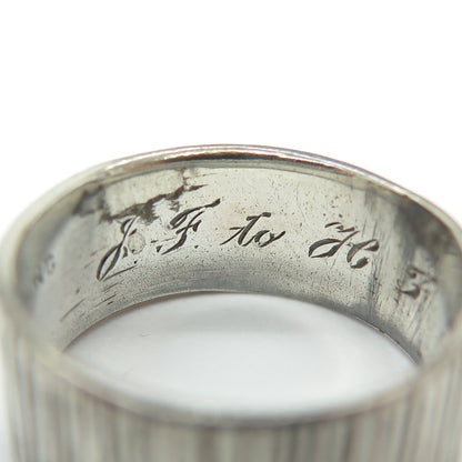 925 Sterling Silver Antique Art Deco Tree Bark Pattern Oxidized Ring Size 5.75