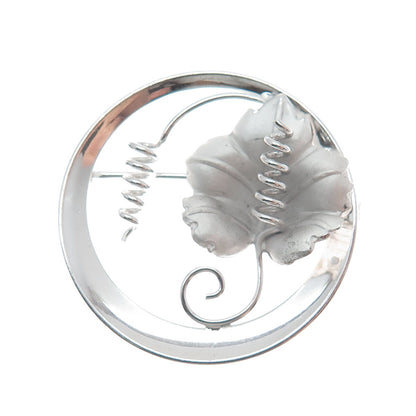 CURTIS CURTMAN 925 Sterling Silver Vintage Modernist Floral Pin Brooch