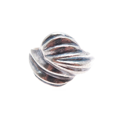 925 Sterling Silver Vintage Modernist Oxidized Ring Size 6.75