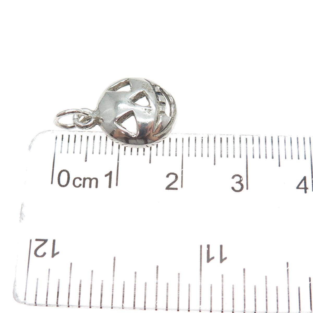 925 Sterling Silver Vintage Halloween Pumpkin Mask Minimalist Charm Pendant