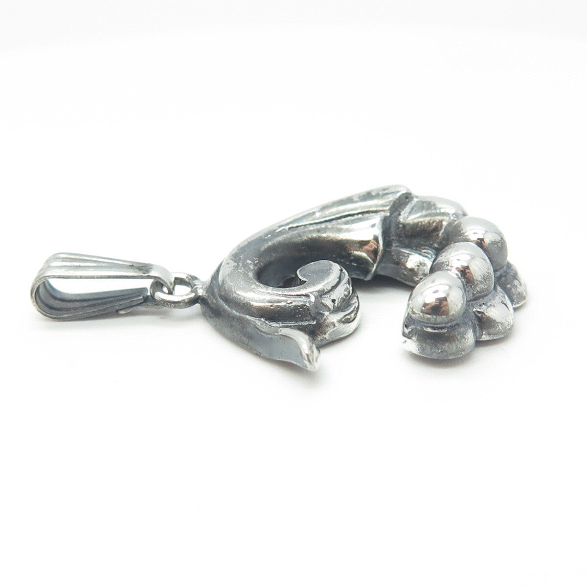 925 Sterling Silver Vintage Floral Oxidized Pendant