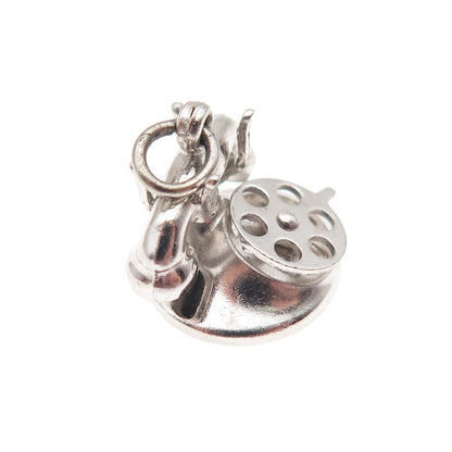 925 Sterling Silver Antique Art Deco I Love You Rotary Phone 3D Mini Pendant