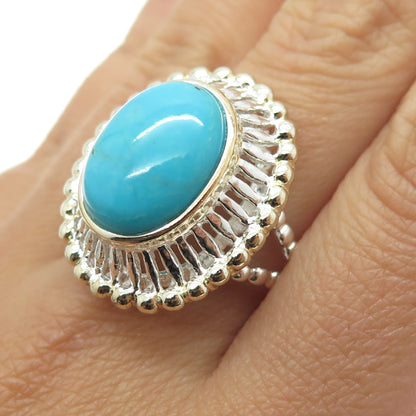 925 Sterling Silver Real Sleeping Beauty Turquoise Gemstone Ring Size 11