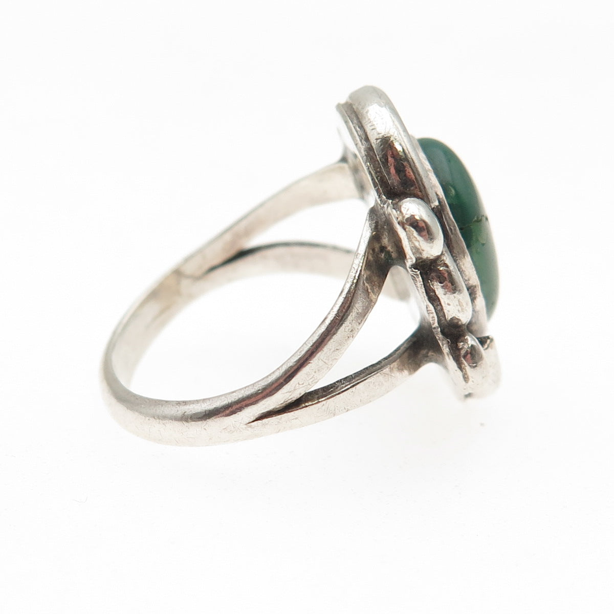 Old Pawn 925 Sterling Silver Vintage Royston Turquoise Oxidized Ring Size 7.25