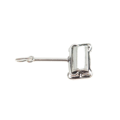 925 Sterling Silver Antique Vacuum Cleaner Movable Minimalist 3D Charm Pendant