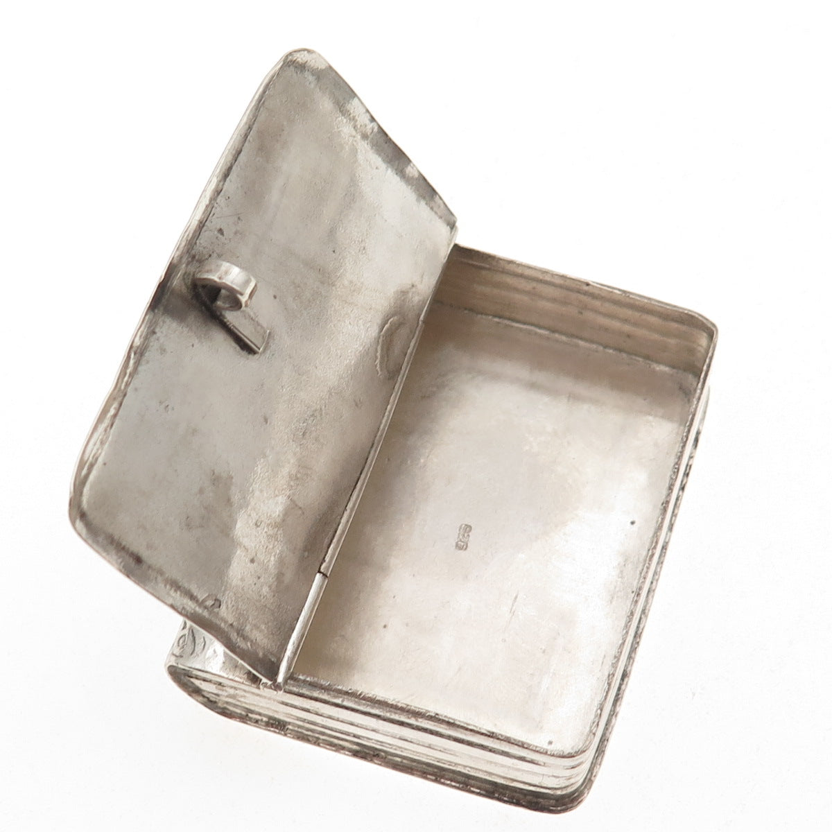 925 Sterling Silver Vintage Floral Book Pill / Snuff Box