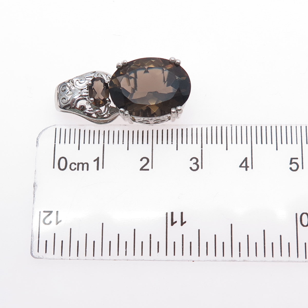 D'Joy 925 Sterling Silver Real Oval-Cut Smoky Quartz Charm Pendant