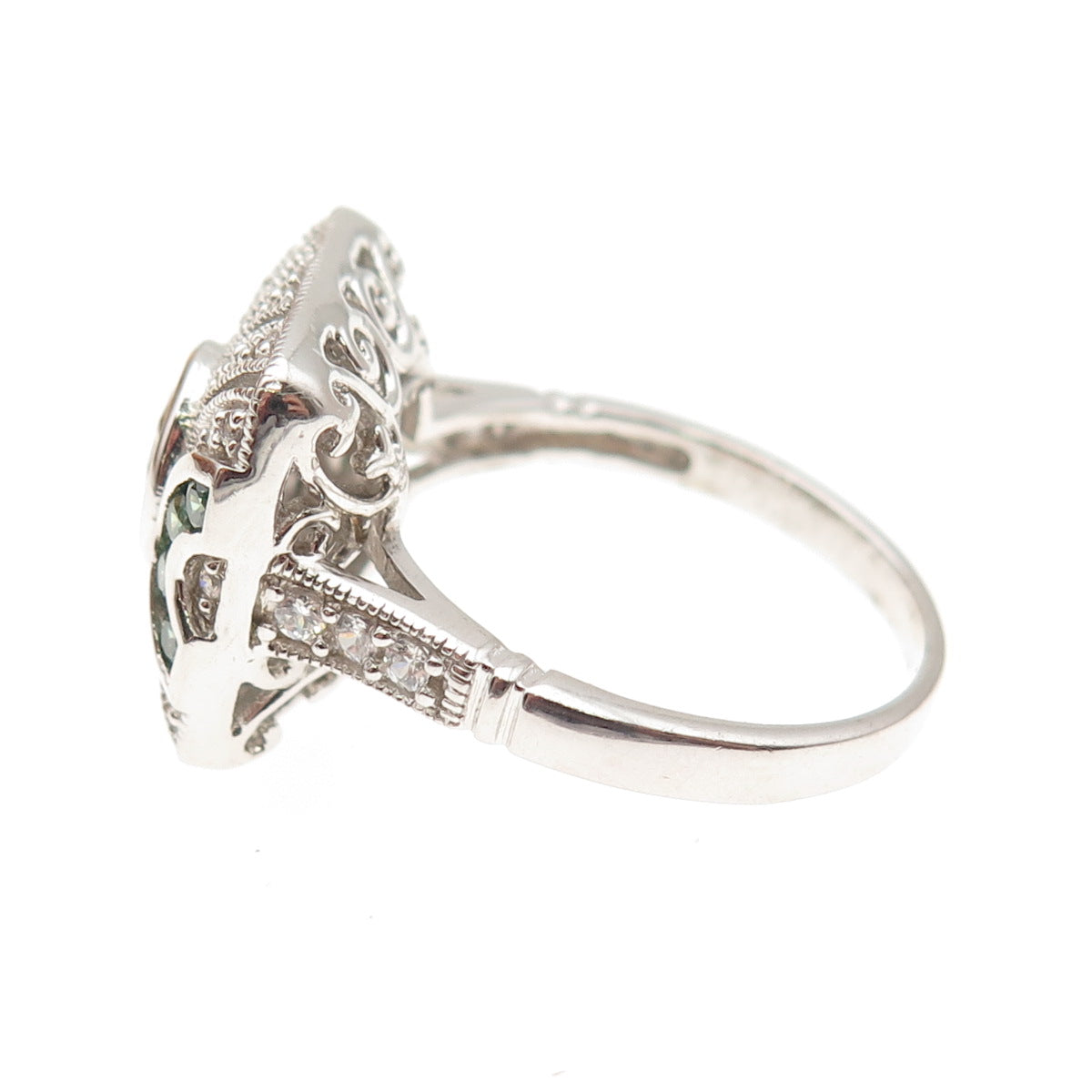 ESPO Joseph Esposito 925 Sterling Silver White & Green C Z Bohemian Ring Size 10