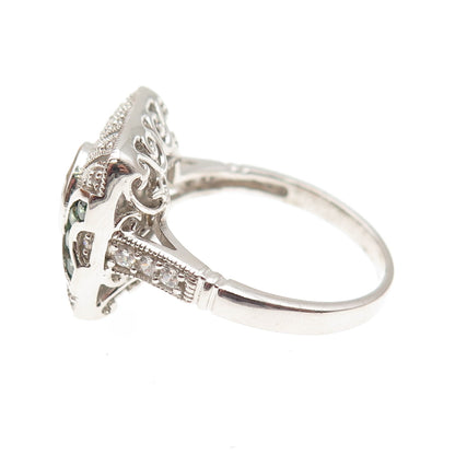ESPO Joseph Esposito 925 Sterling Silver White & Green C Z Bohemian Ring Size 10