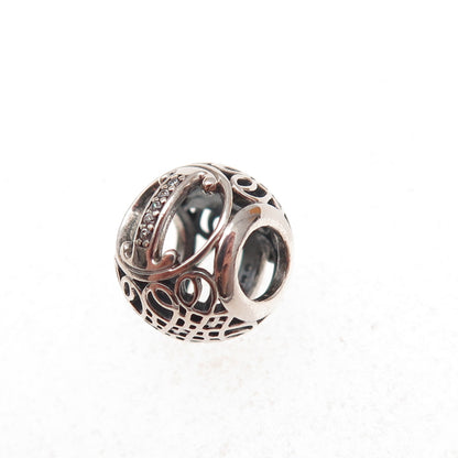 Pandora 925 Sterling Silver C Z Letter I Initial Slide Bead Charm