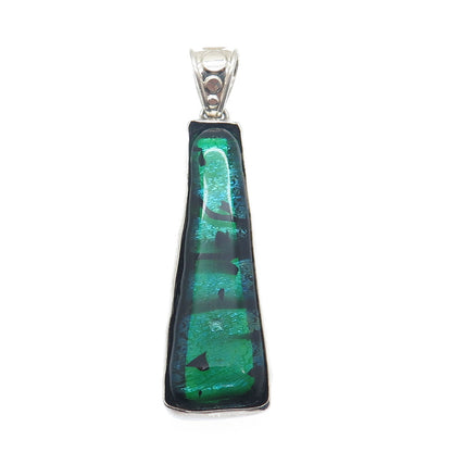 950 Silver Vintage Dichroic Glass Modernist Pendant