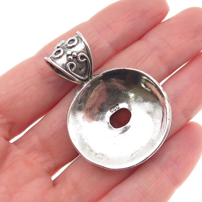 925 Sterling Silver Vintage Real Carnelian Modernist Beaded Oxidized Pendant