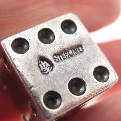 925 Sterling Silver Vintage Mexico Lion Oxidized Dice Paperweight