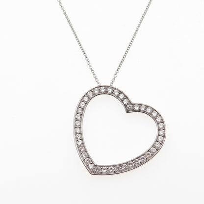 925 Sterling Silver Round-Cut C Z Heart Cable Chain Necklace 18"