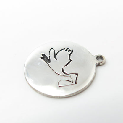 925 Sterling Silver USA Two In Town Stork Charm Pendant