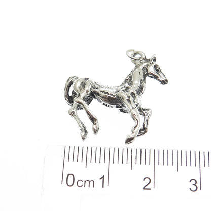 925 Sterling Silver Vintage Wild Horse Oxidized Charm Pendant