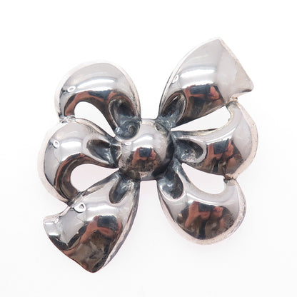 MONET 925 Sterling Silver Antique Art Deco Bow Oxidized Pin Brooch