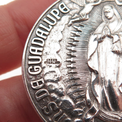 Creed 925 Sterling Silver Vintage Jesus & Our Lady of Guadalupe Pendant