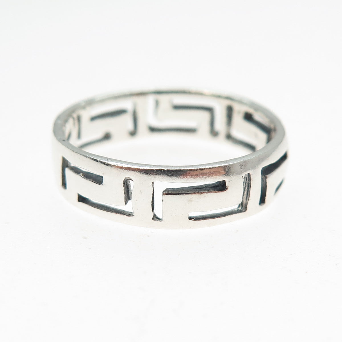 925 Sterling Silver Vintage Greek Maze Band Ring Size 10.75