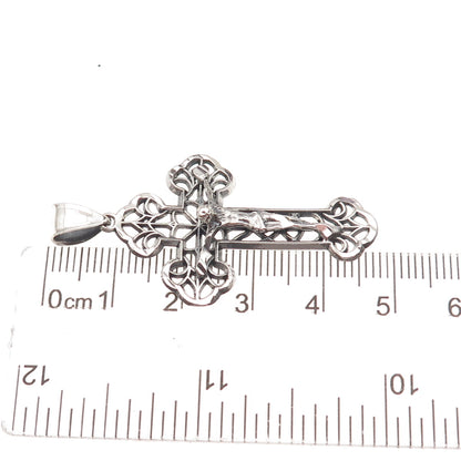 925 Sterling Silver Vintage Crucifix Cross Oxidized Charm Pendant