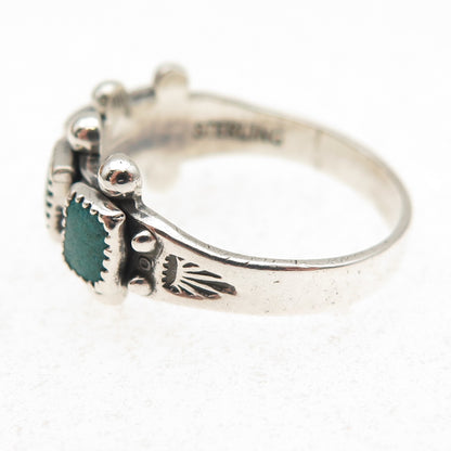 Old Pawn Sterling Silver Vintage Southwestern Turquoise Tribal Ring Size 7.75