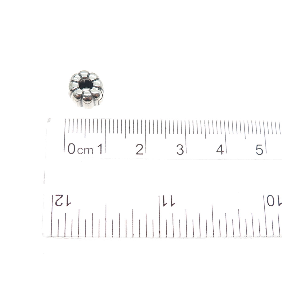 PANDORA 925 Sterling Silver Ribbed Clip Lock Charm