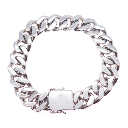 AMINOV 925 Sterling Silver Heavy 53.0g Hollow Cuban Link Bracelet 8.5"
