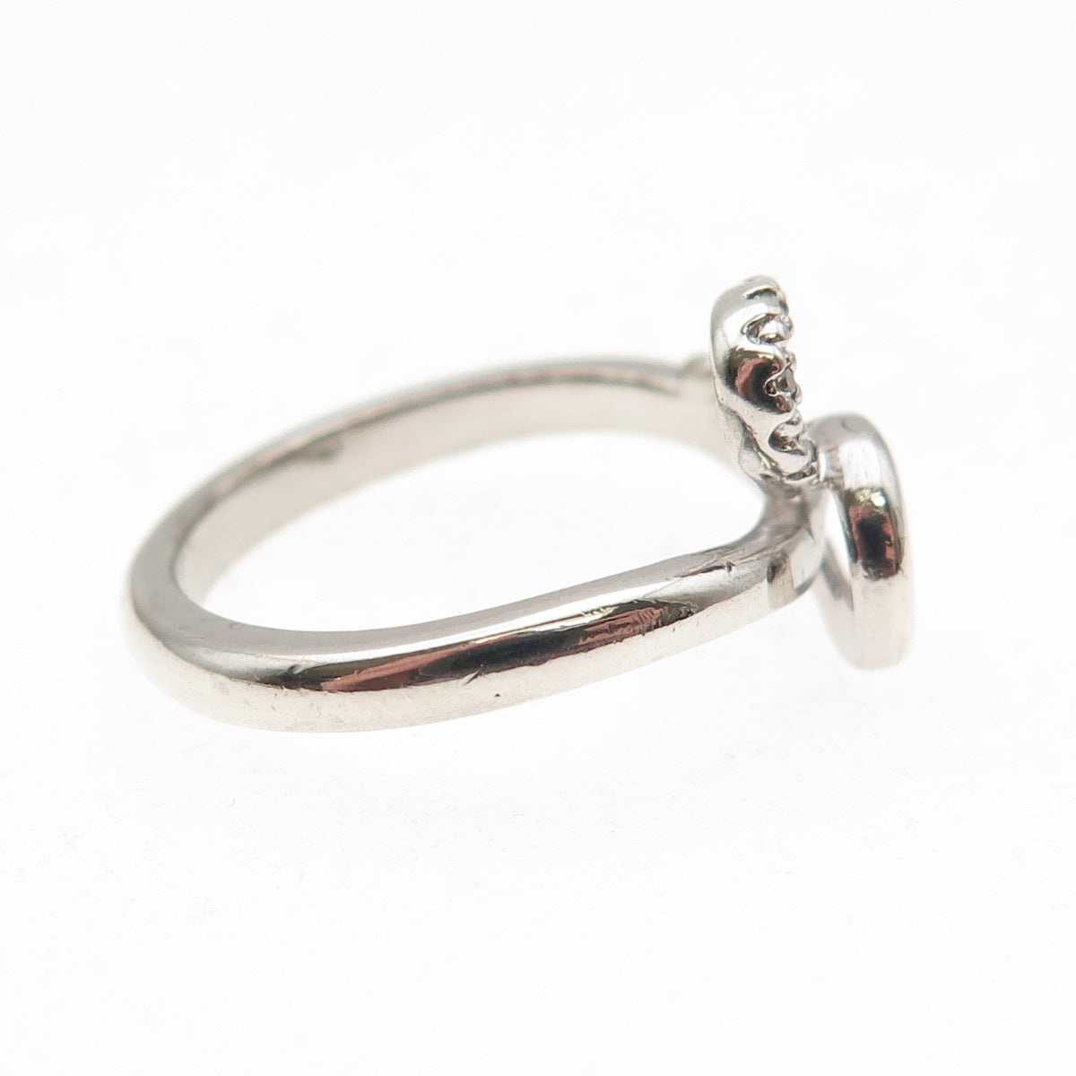 Sun 925 Sterling Silver Real Round-Cut Diamond Heart Ring Size 6.75