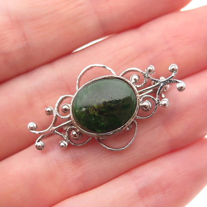 Chapal Zanray 925 Sterling Silver Vintage Enamel Ornate Pin Brooch