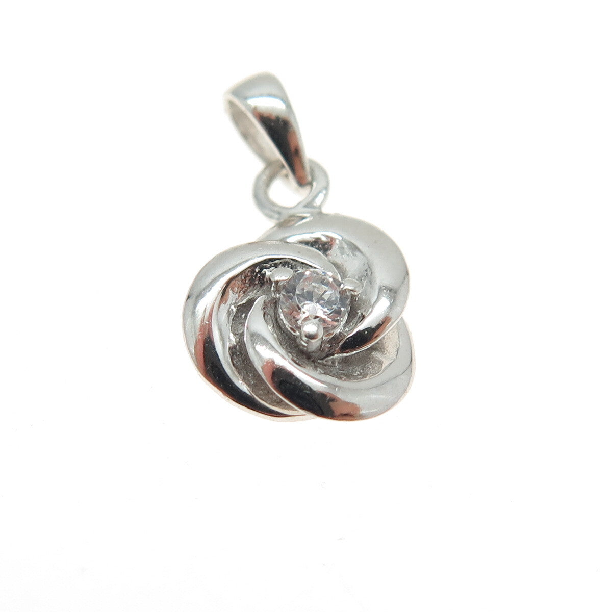 HAN 925 Sterling Silver Round-Cut Shaped C Z Modernist Pendant