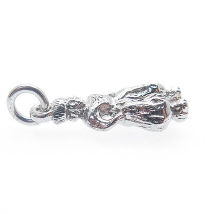925 Sterling Silver Vintage Queen Oxidized Minimalist 3D Charm Pendant