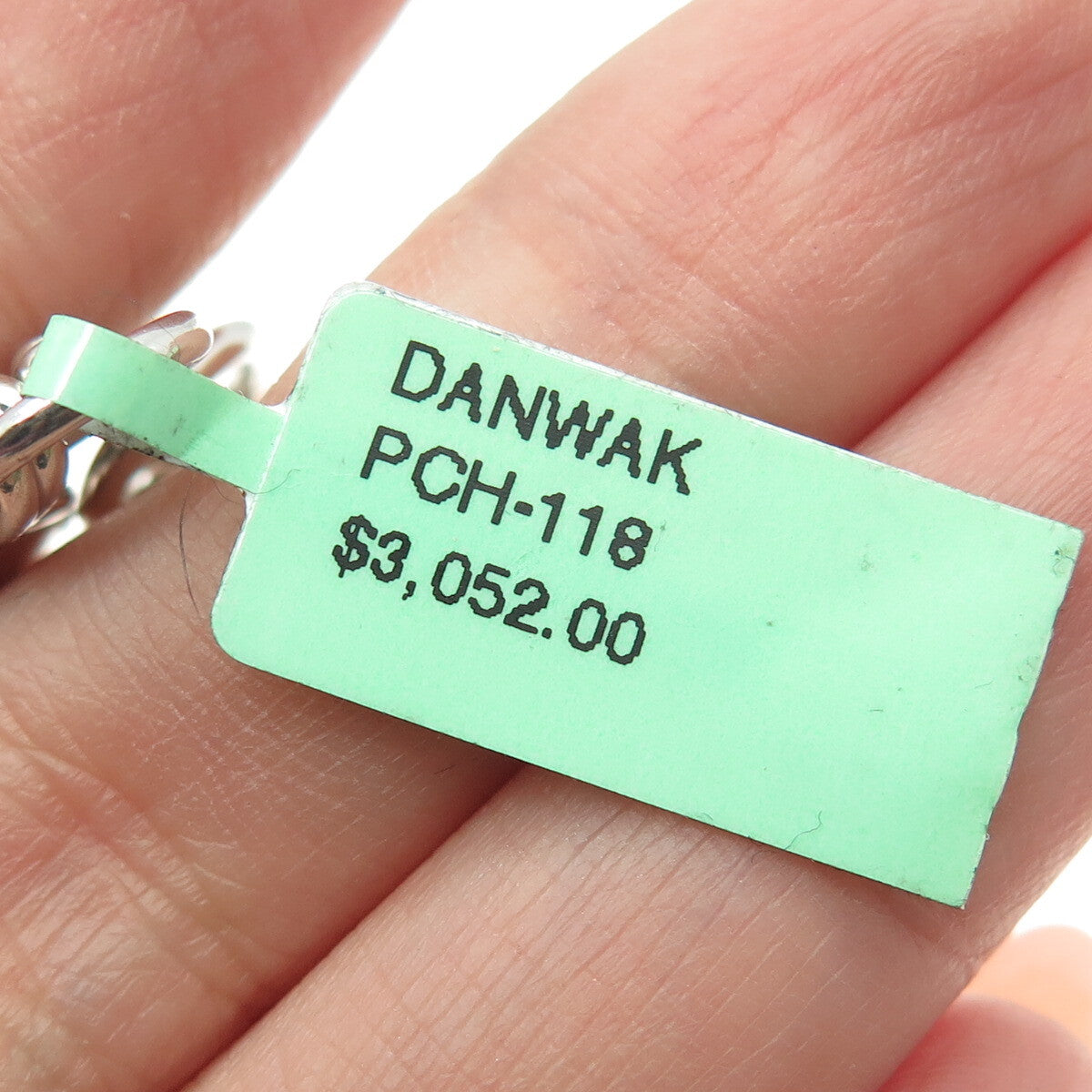 DANWAK 18K Gold Sterling 5-Diamond 0.13ct & 2-Quartz 2.38ct Key Necklace 18"