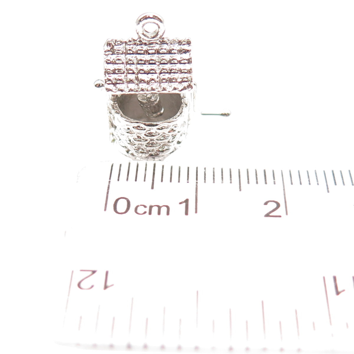 925 Sterling Silver Vintage Water Well 3D Mini Charm Pendant