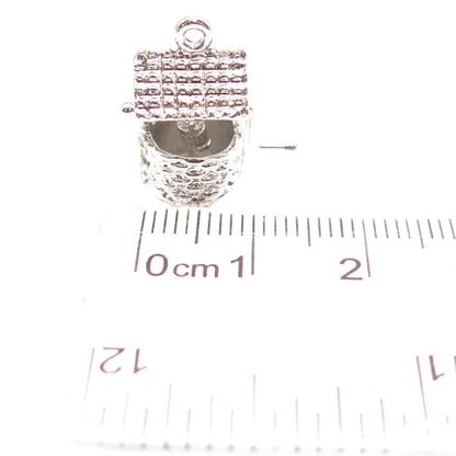 925 Sterling Silver Vintage Water Well 3D Mini Charm Pendant