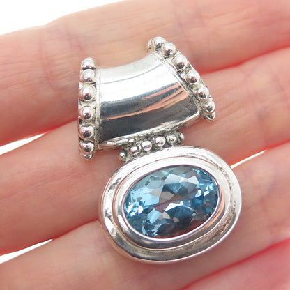 CHATEAU D'ARGENT 925 Sterling Silver Vintage Real Blue Topaz Slide Pendant