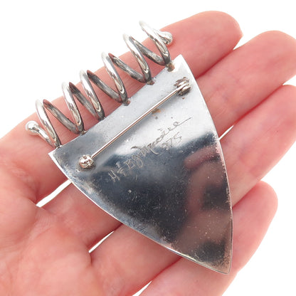 H & BJ Mackie Sterling Silver Vintage Real Druzy Agate Modernist Slide Pendant