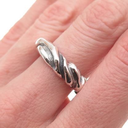 Laurent Leger 925 Sterling Silver Vintage Modernist Oxidized Band Ring Size 7.5