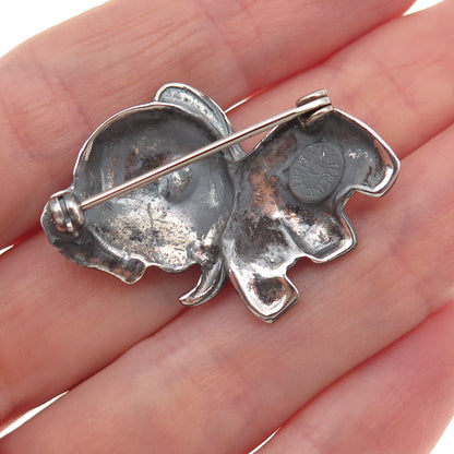 JewelArt Sterling Silver Vintage Elephant Cartoon Character Oxidized Pin Brooch