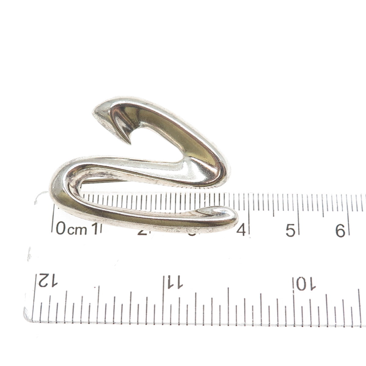 CNA PRANDA 925 Sterling Silver Vintage Number 2 / Letter Z Modernist Pin Brooch