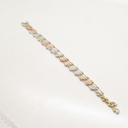 925 Sterling Silver 2-Tone P. Lux Station Rolo Chain Necklace 32"