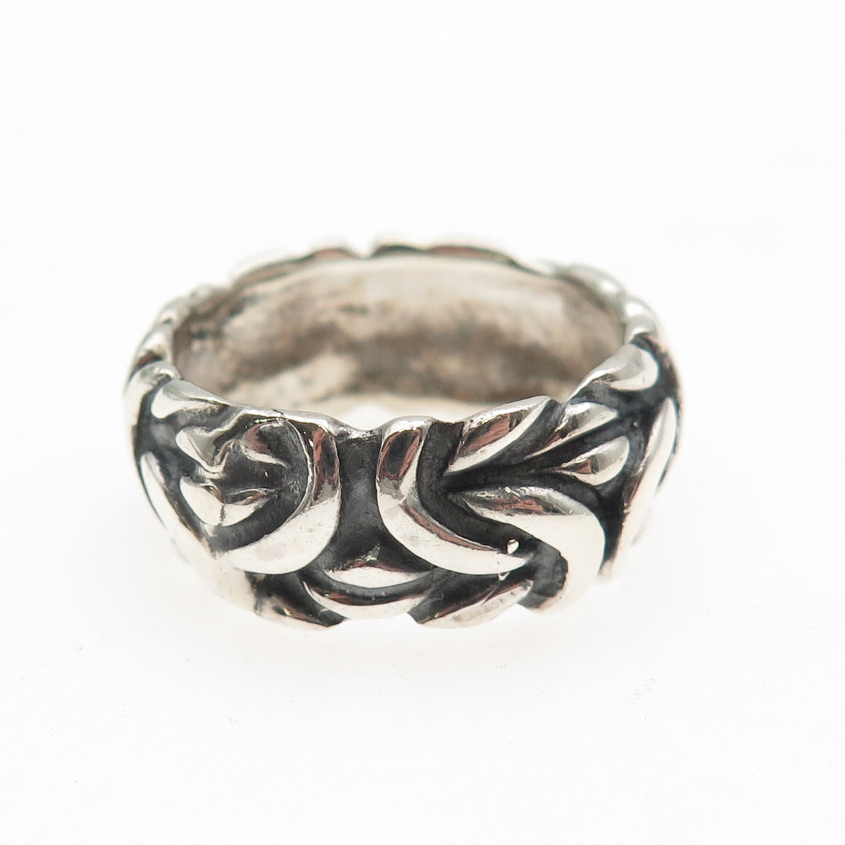 925 Sterling Silver Vintage Byzantine Oxidized Band Ring Size 9.75